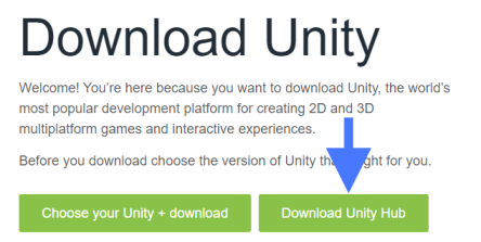 The unity hub install button